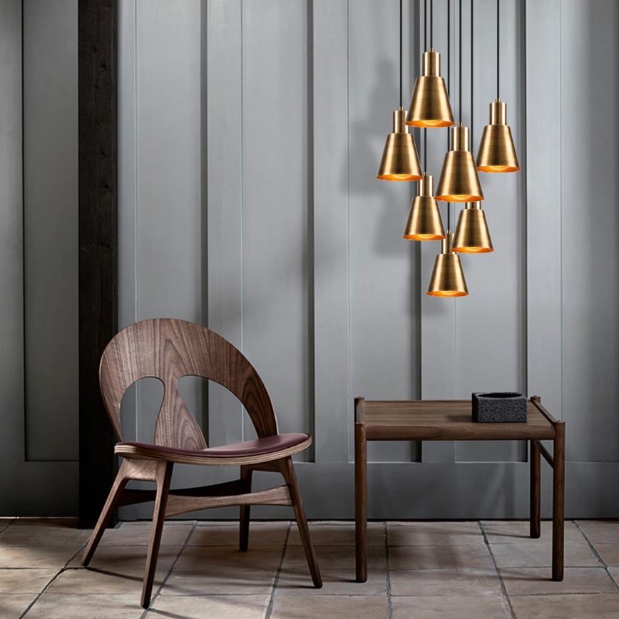 Lustre suspenso por cabo KEM 7xE27/40W/230V dourado