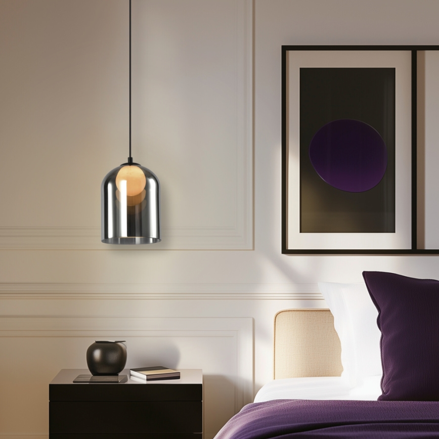 Lustre suspenso por cabo KLEA 1xG9/15W/230V preto fumado