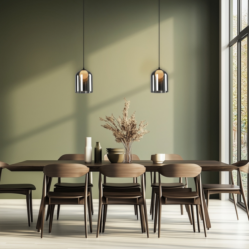 Lustre suspenso por cabo KLEA 1xG9/15W/230V preto fumado