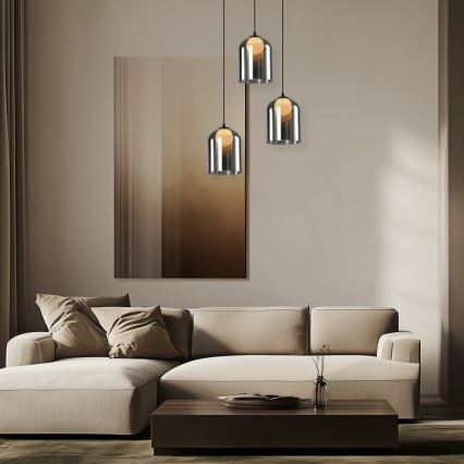 Lustre suspenso por cabo KLEA 1xG9/15W/230V preto fumado