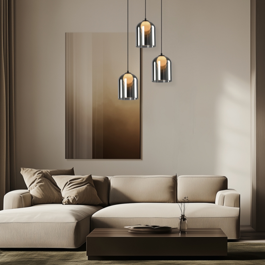 Lustre suspenso por cabo KLEA 1xG9/15W/230V preto fumado