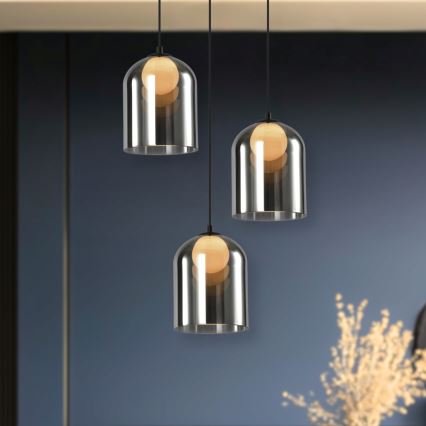 Lustre suspenso por cabo KLEA 1xG9/15W/230V preto fumado