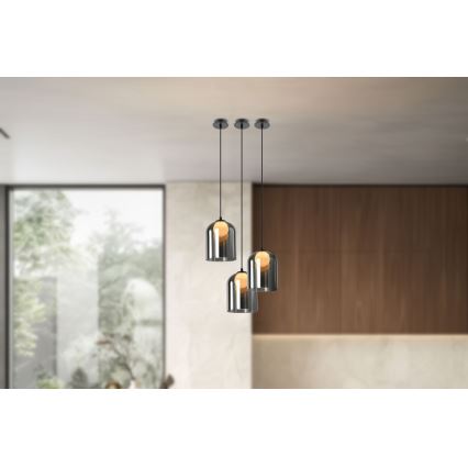 Lustre suspenso por cabo KLEA 1xG9/15W/230V preto fumado