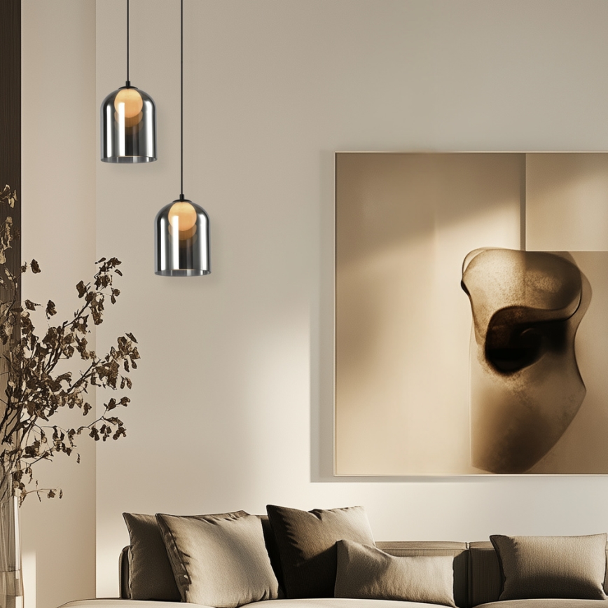 Lustre suspenso por cabo KLEA 1xG9/15W/230V preto fumado