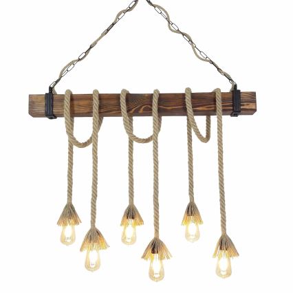 Lustre suspenso por cabo KUTUK 6xE27/40W/230V pinho