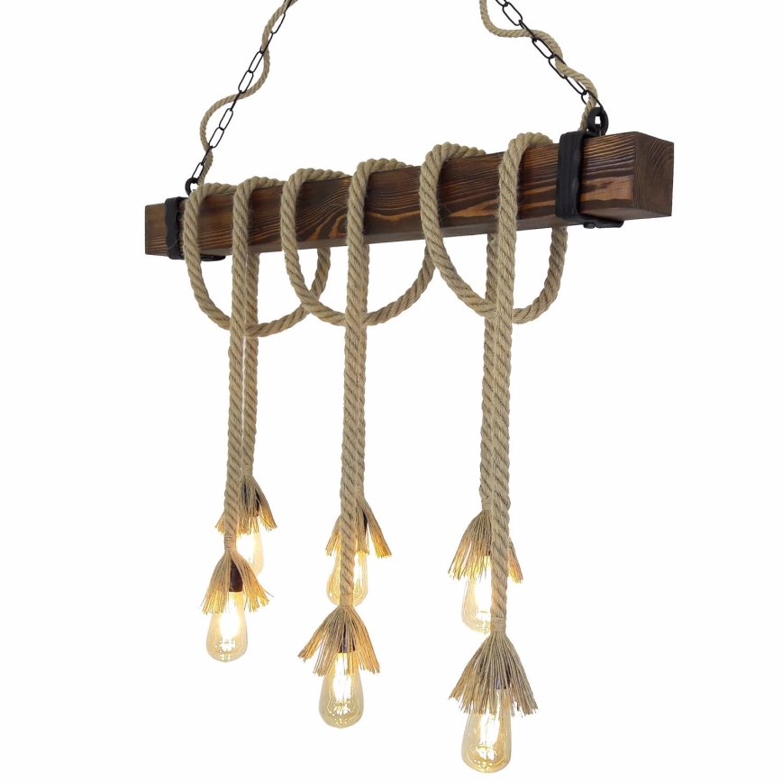 Lustre suspenso por cabo KUTUK 6xE27/40W/230V pinho