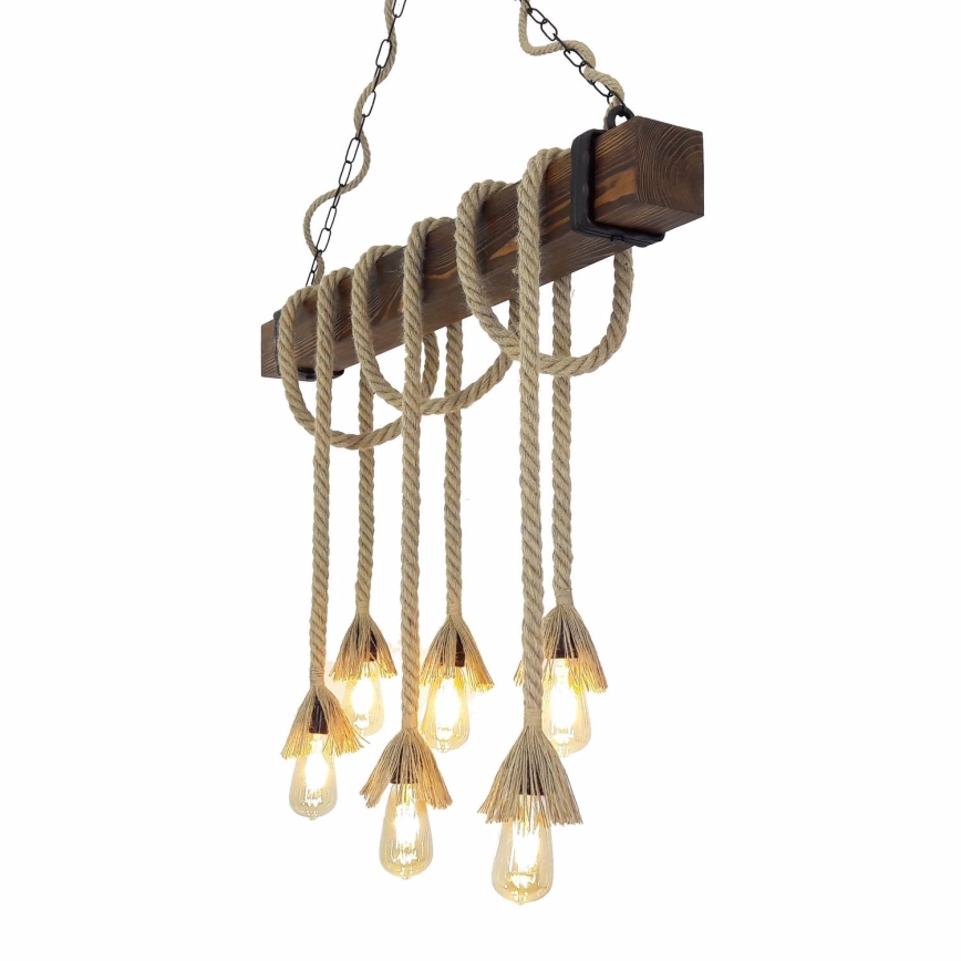 Lustre suspenso por cabo KUTUK 6xE27/40W/230V pinho