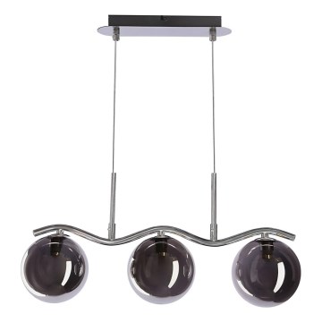 Lustre suspenso por cabo LUMOS 3xG9/20W/230V preto fumado