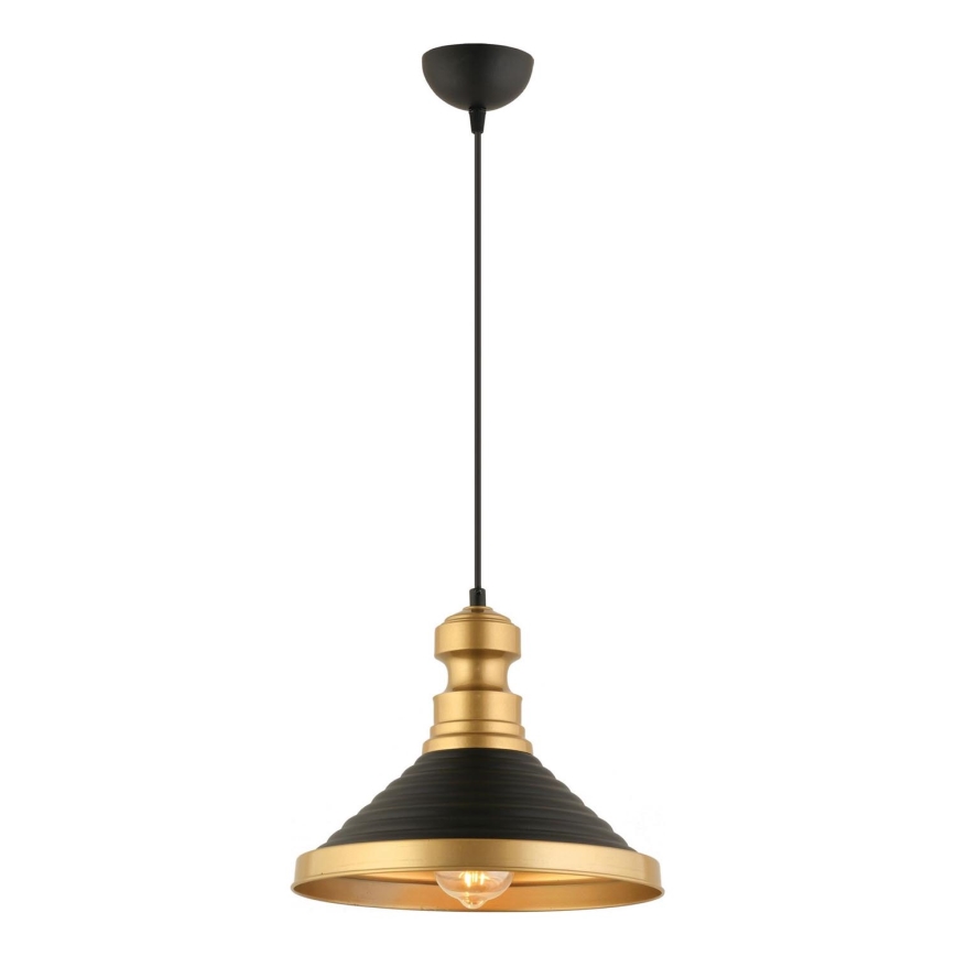 Lustre suspenso por cabo MONZA 1xE27/40W/230V Ø 30 cm preto/dourado