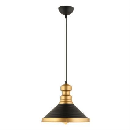Lustre suspenso por cabo MONZA 1xE27/40W/230V Ø 30 cm preto/dourado