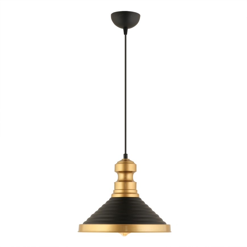 Lustre suspenso por cabo MONZA 1xE27/40W/230V Ø 30 cm preto/dourado