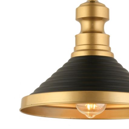 Lustre suspenso por cabo MONZA 1xE27/40W/230V Ø 30 cm preto/dourado