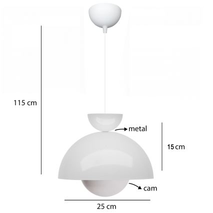 Lustre suspenso por cabo SALVA 1xE27/15W/230V branco