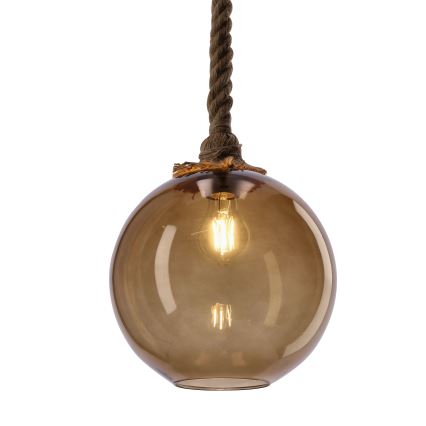Lustre suspenso por cabo SHEDON 1xE27/40W/230V bege fumê
