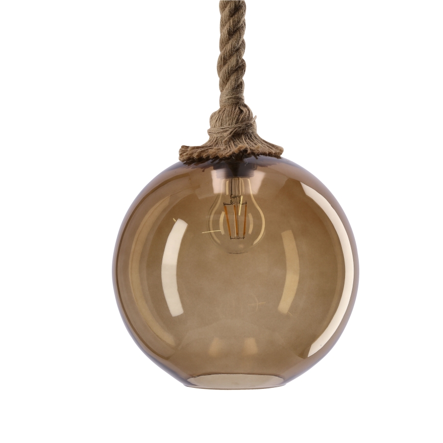Lustre suspenso por cabo SHEDON 1xE27/40W/230V bege fumê