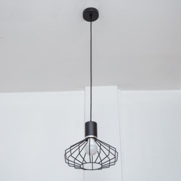 Lustre suspenso por cabo SOLANO 1xE27/15W/230V preto/cromado brilhante