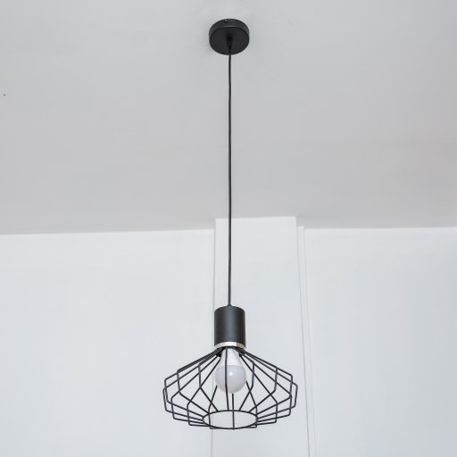 Lustre suspenso por cabo SOLANO 1xE27/15W/230V preto/cromado brilhante
