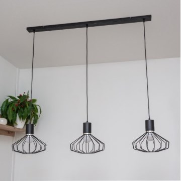 Lustre suspenso por cabo SOLANO 3xE27/15W/230V preto/cromado brilhante