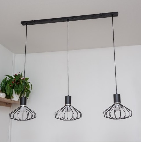 Lustre suspenso por cabo SOLANO 3xE27/15W/230V preto/cromado brilhante