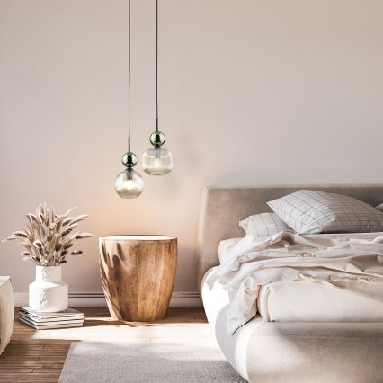Lustre suspenso por cabo SOPHIA 1xE14/10W/230V preto/verde/bege fumê