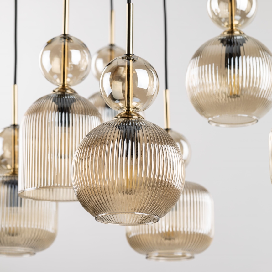 Lustre suspenso por cabo SOPHIA 5xE14/10W/230V preto/bege fumê