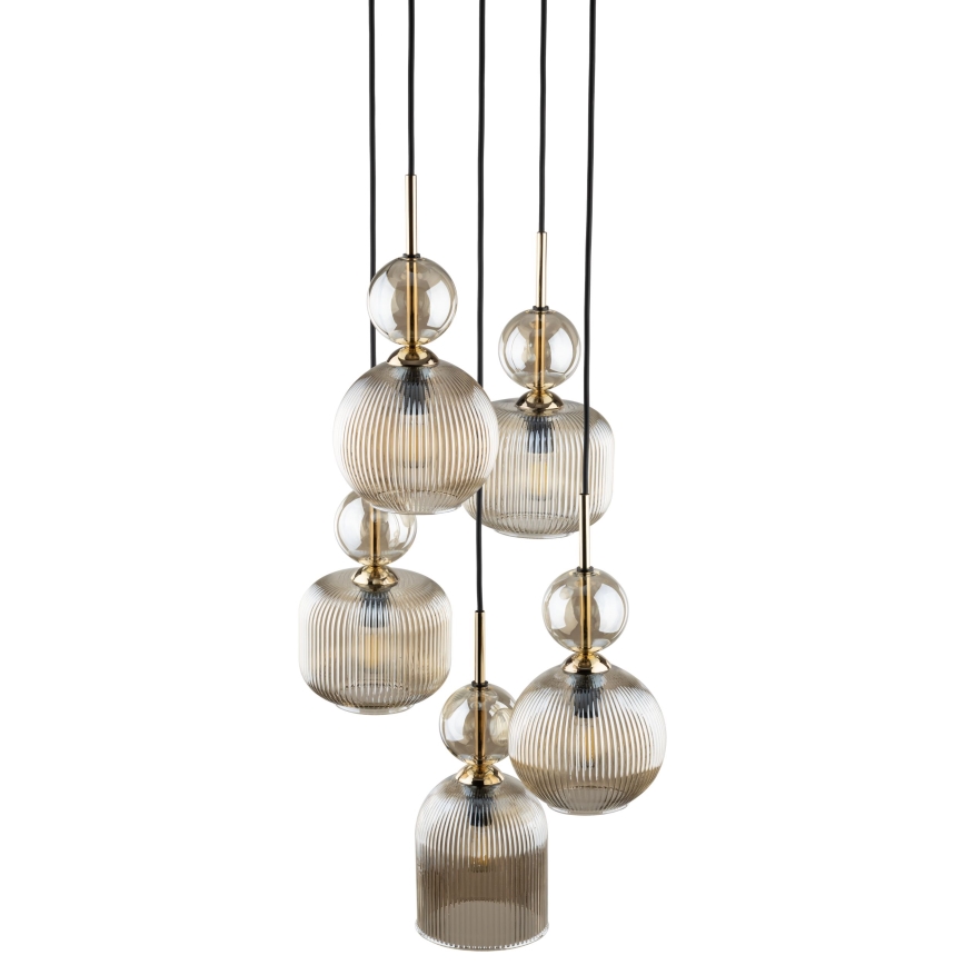 Lustre suspenso por cabo SOPHIA 5xE14/10W/230V preto/bege fumê