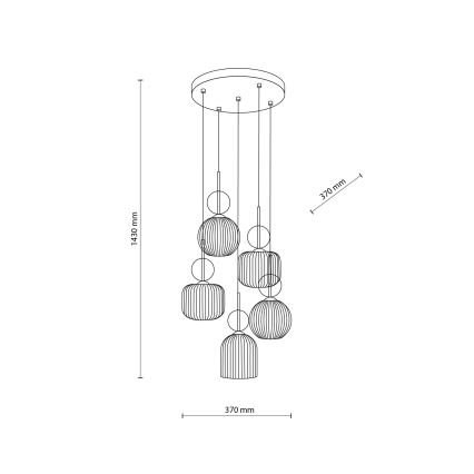 Lustre suspenso por cabo SOPHIA 5xE14/10W/230V preto/bege fumê