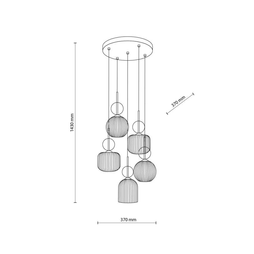 Lustre suspenso por cabo SOPHIA 5xE14/10W/230V preto/bege fumê