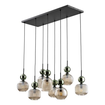 Lustre suspenso por cabo SOPHIA 8xE14/10W/230V preto/verde/bege fumê