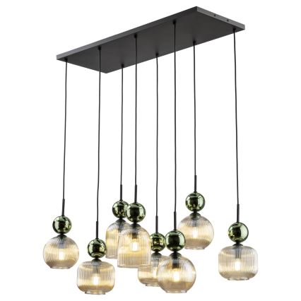 Lustre suspenso por cabo SOPHIA 8xE14/10W/230V preto/verde/bege fumê