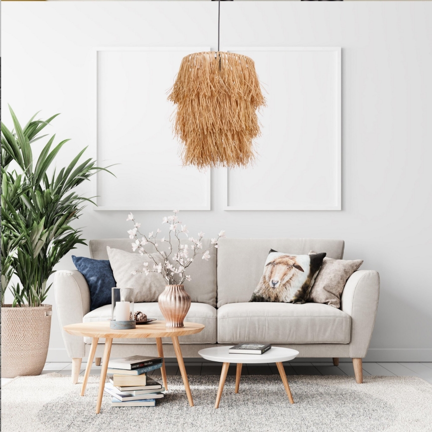 Lustre suspenso por cabo TASSEL 1xE27/40W/230V, em ráfia