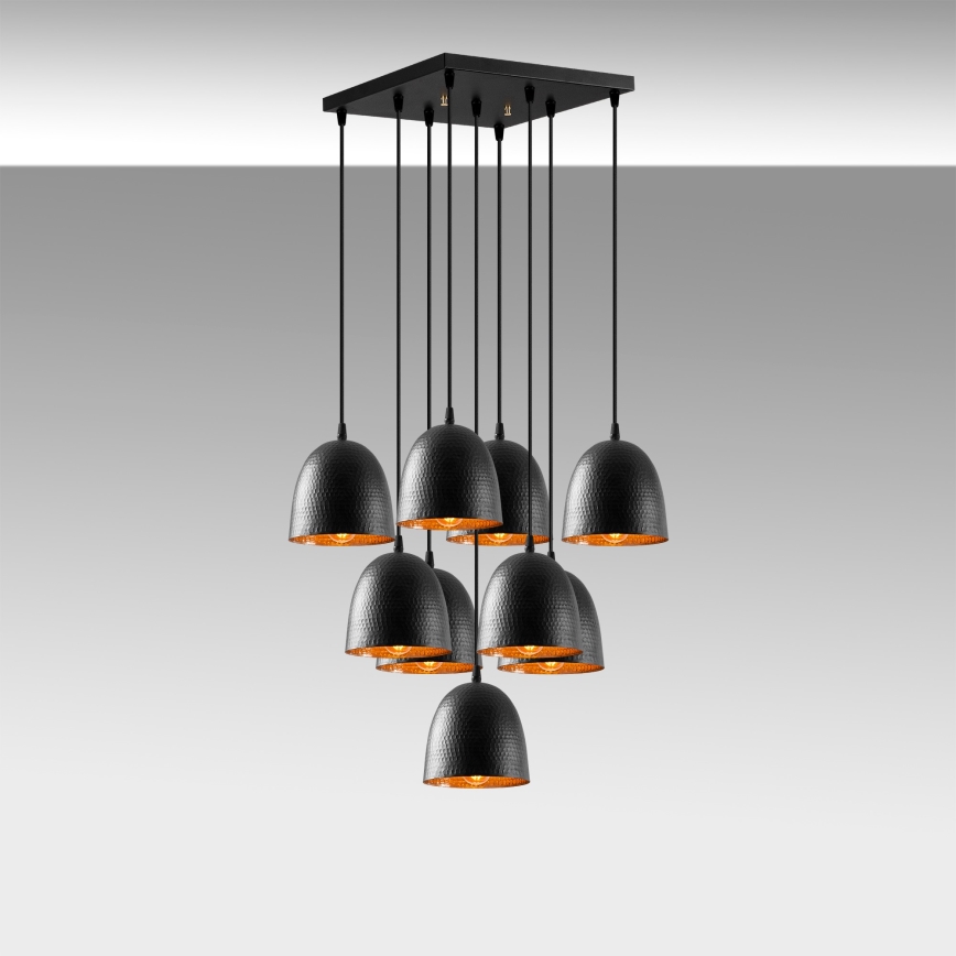 Lustre suspenso por cabo TATTOO 9xE27/40W/230V preto