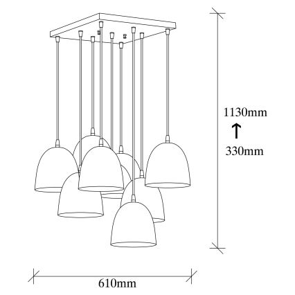 Lustre suspenso por cabo TATTOO 9xE27/40W/230V preto