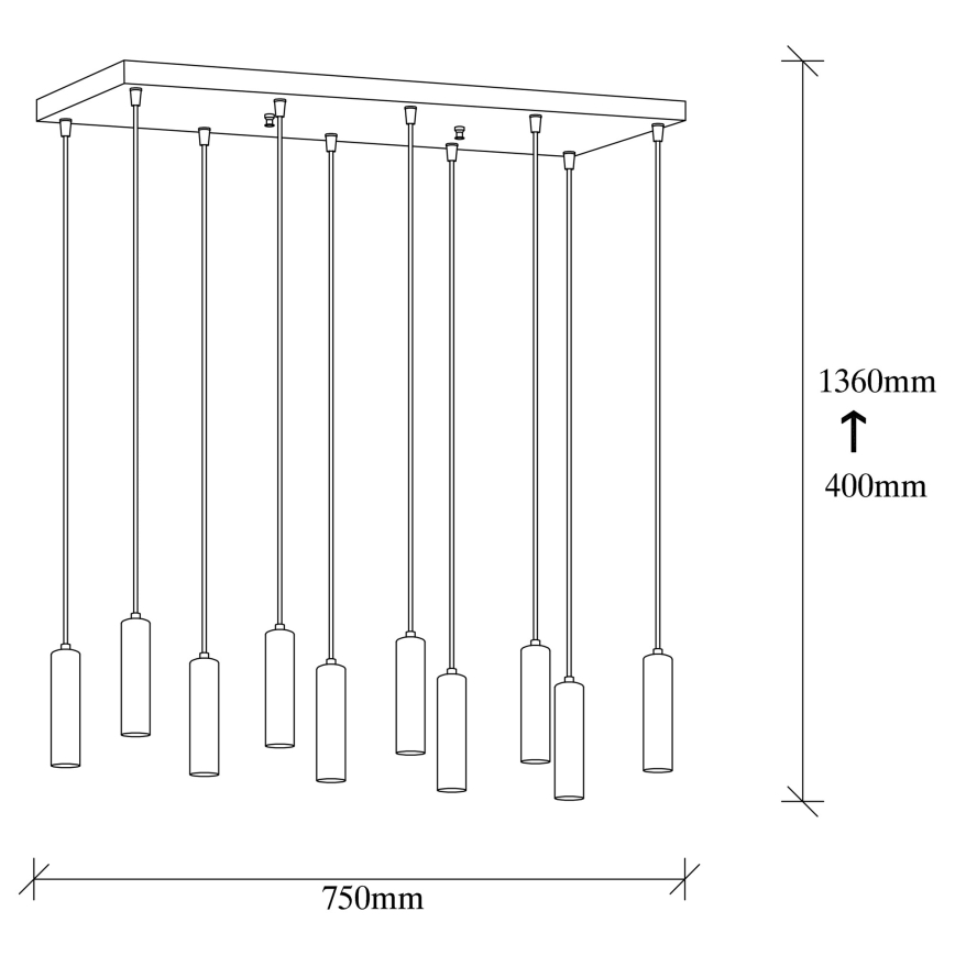 Lustre suspenso por cabo TEMPO 10xE27/40W/230V dourado