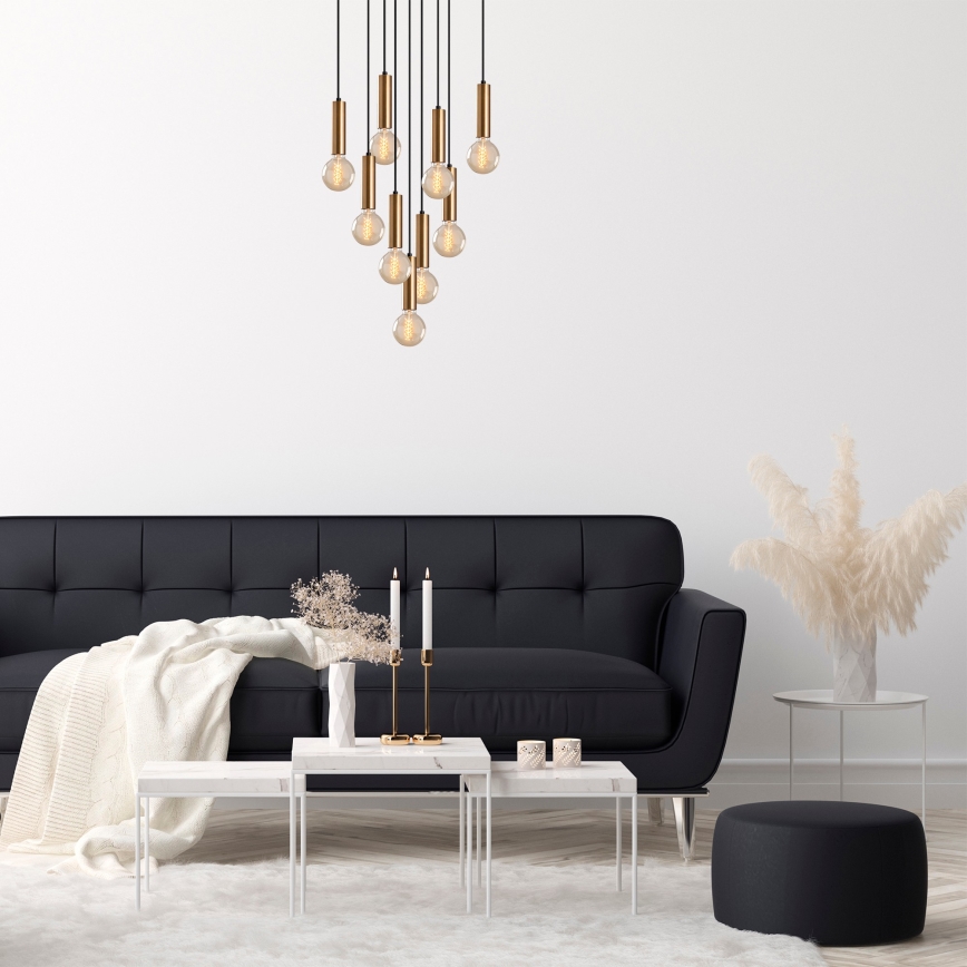 Lustre suspenso por cabo TEMPO 9xE27/40W/230V dourado
