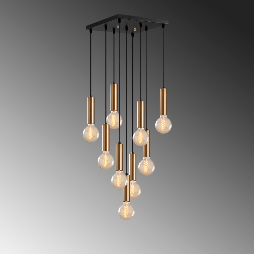 Lustre suspenso por cabo TEMPO 9xE27/40W/230V dourado