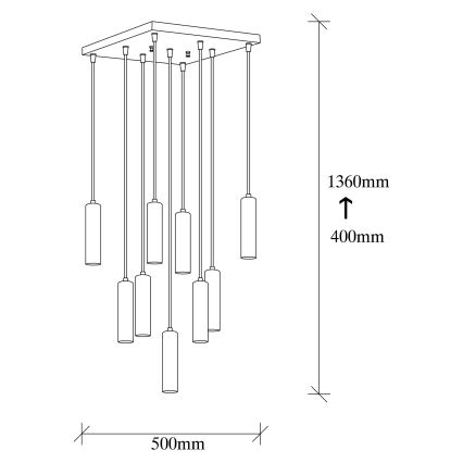Lustre suspenso por cabo TEMPO 9xE27/40W/230V dourado
