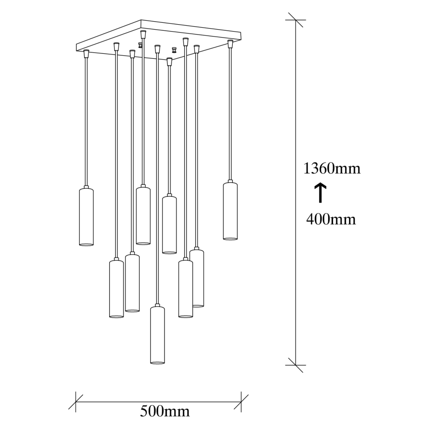 Lustre suspenso por cabo TEMPO 9xE27/40W/230V dourado