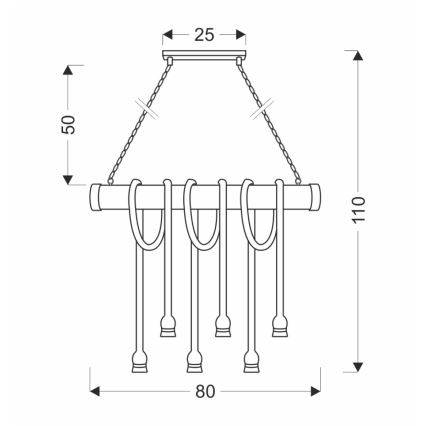 Lustre suspenso por corrente VINT 6xE27/40W/230V bambu
