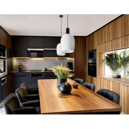 Lustre suspenso WOLKEN com cabo 1xE27/40W/230V branco/preto