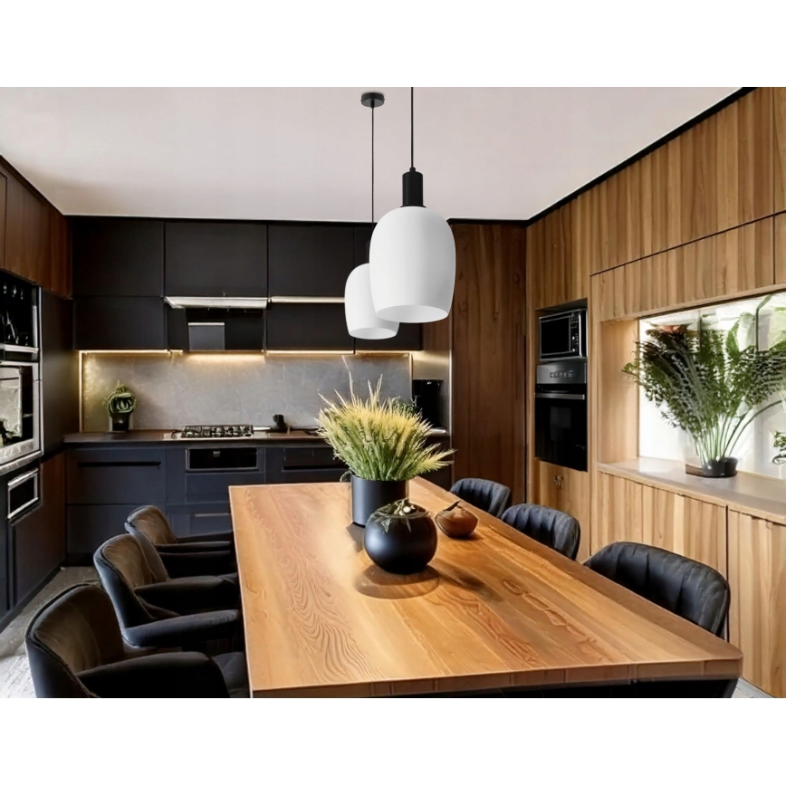 Lustre suspenso WOLKEN com cabo 1xE27/40W/230V branco/preto
