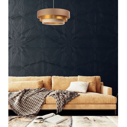 Candeeiro de teto suspenso TRINITI 1xE27/60W/230V bege/dourado
