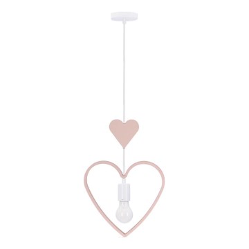 Lustres infantis HEART 1xE27/20W/230V rosa/branco