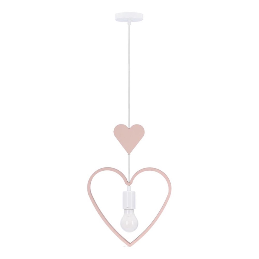 Lustres infantis HEART 1xE27/20W/230V rosa/branco