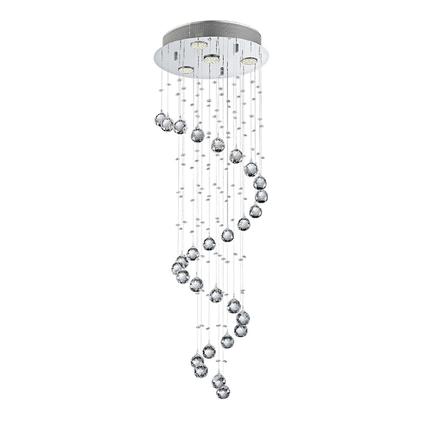 LUXERA 62410 - Candelabro de cristal integrado COIL 4xGU10/50W/230V