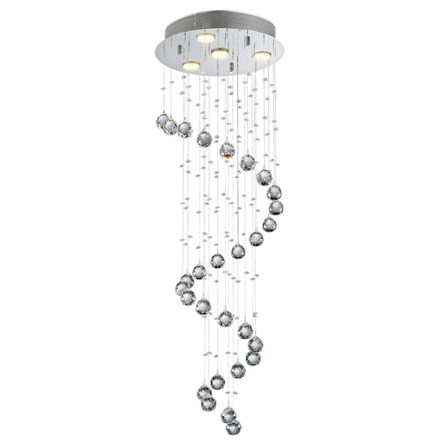 LUXERA 62410 - Candelabro de cristal integrado COIL 4xGU10/50W/230V