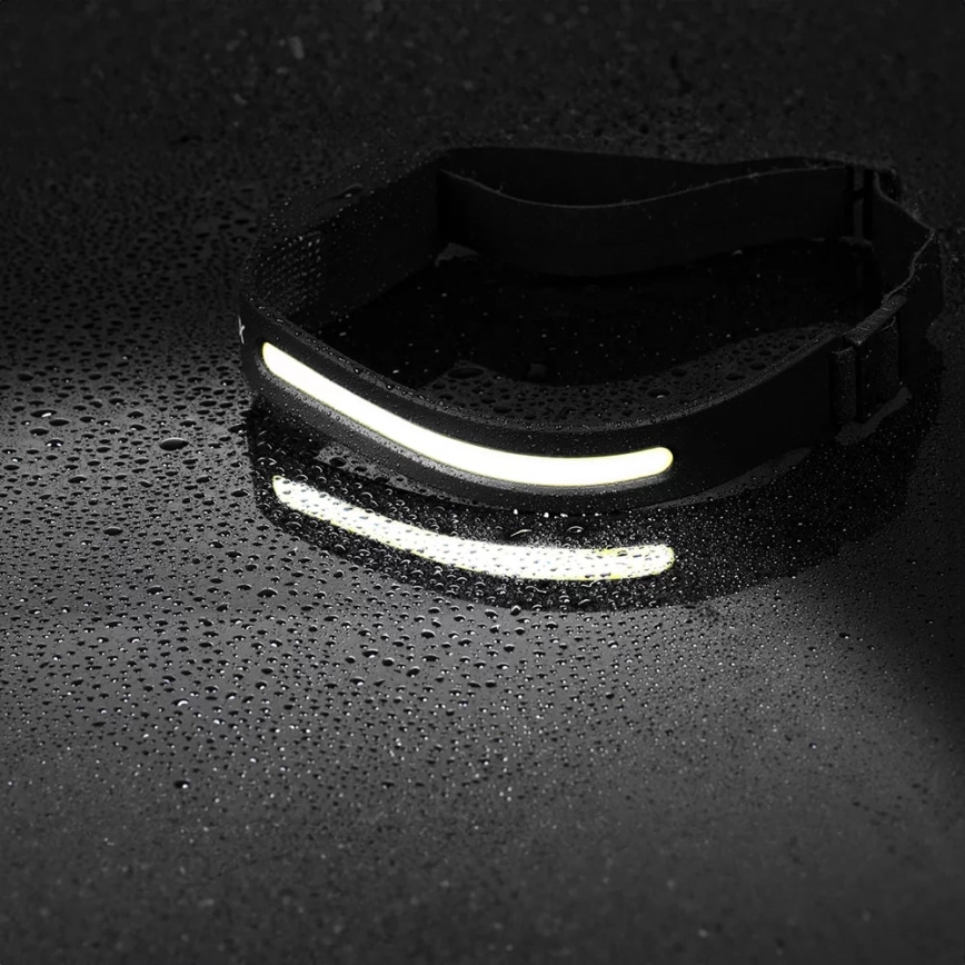 Luz de cabeça regulável com sensor 2xLED/5V IP44 350 brilhante 1200 mAh