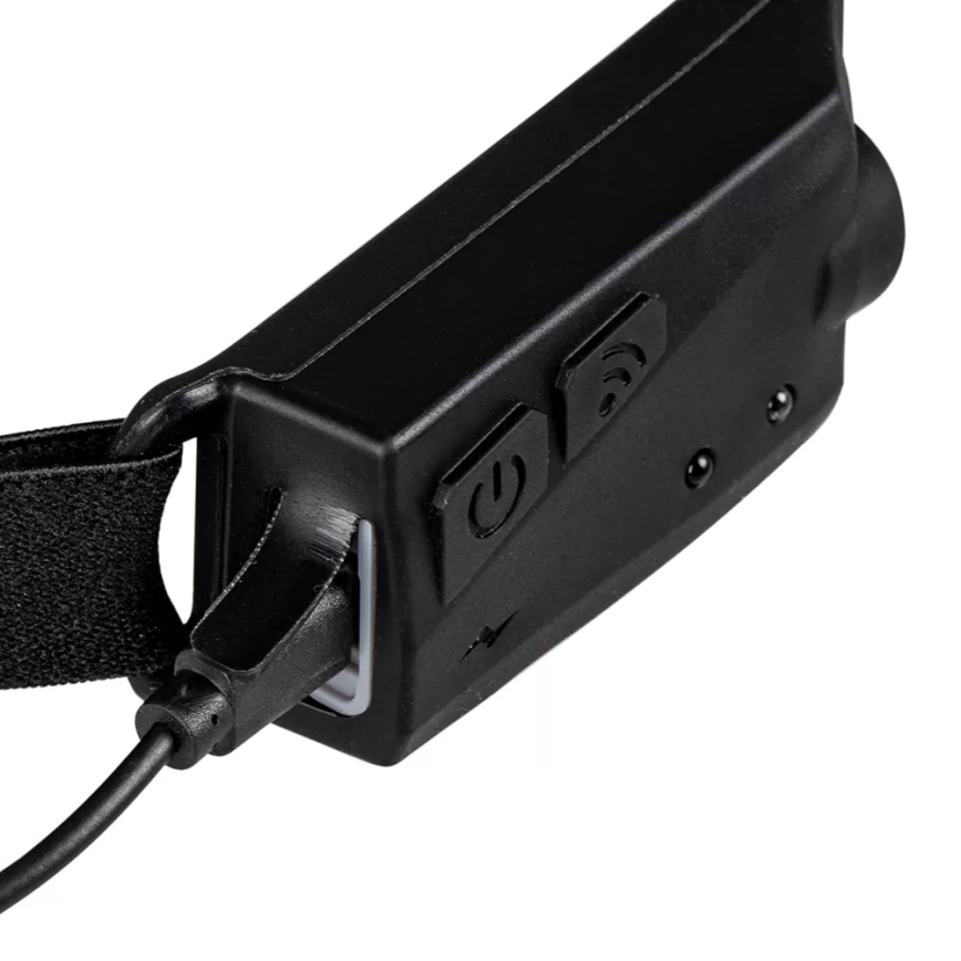 Luz de cabeça regulável com sensor 2xLED/5V IP44 350 brilhante 1200 mAh