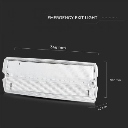 Luz de Emergência LED EMERGENCY EXIT LED/3W/230V IP65 6000K 1200mAh