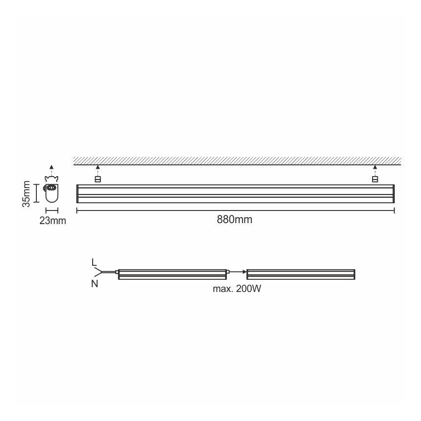 Luz de fundo de armário de cozinha LED LED/12W/230V 4000K
